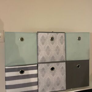 Set of 6 (11 inch) Target Storage Bins in Gray and Blue